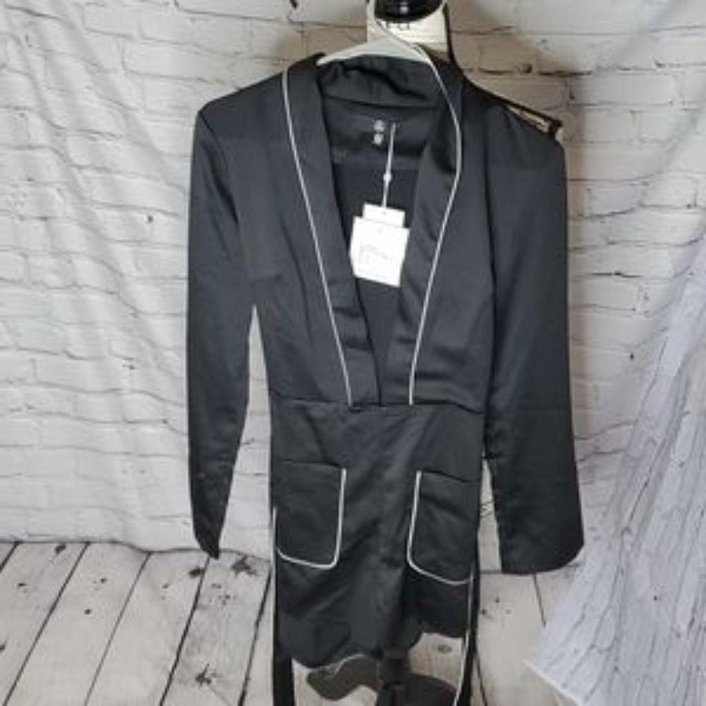 Missguided Silky Plunge Playsuit Black Size 6 NWT